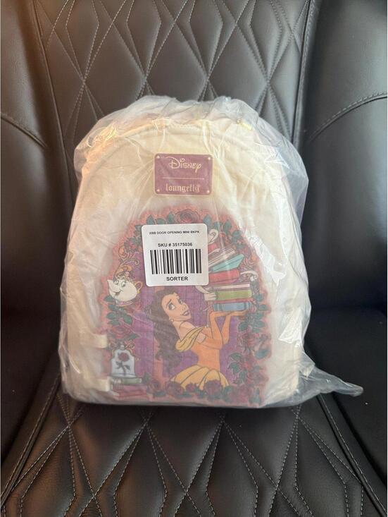 Loungefly Disney Beauty & The Beast Belle Roses Magnetic Door Mini Backpack NWT